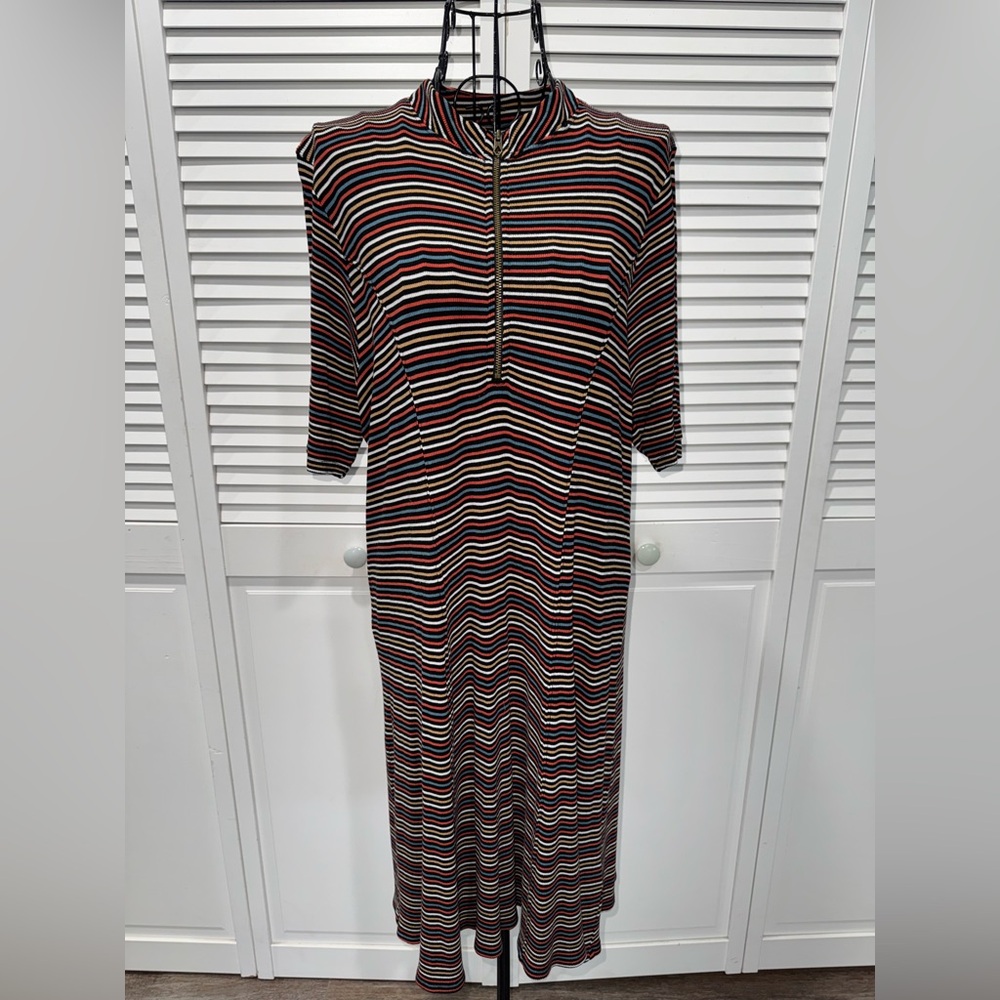 Volcom Strype Hype Fit and Flare Retro Style Zipper Dress Size XL